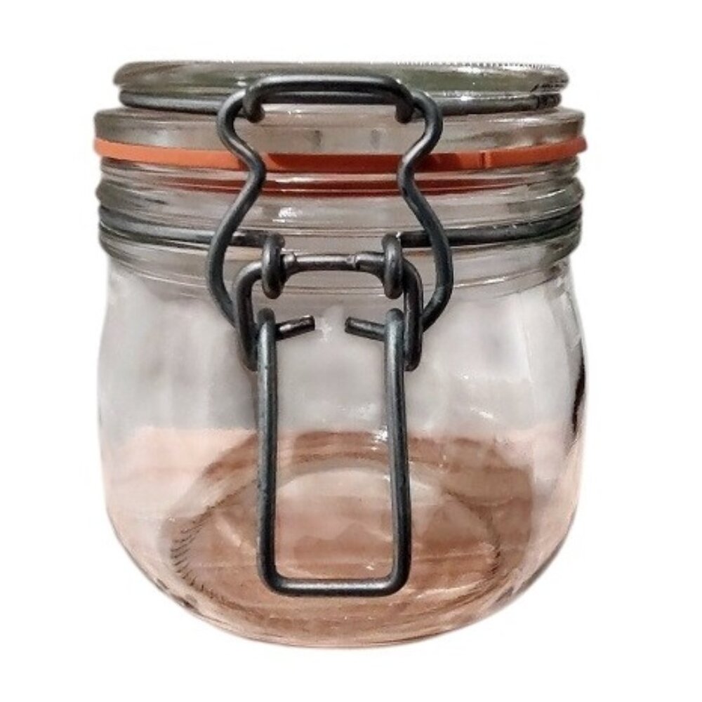 Glass Ball Jar with Reinforced Metal Wire Bale Glass Lid 4x4.25 in